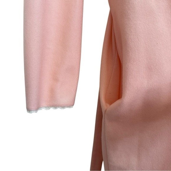 Vintage Womens Pink Lace Trimmed Pleated Robe Belted Long Sleeve sz m/l night - Picture 9 of 9